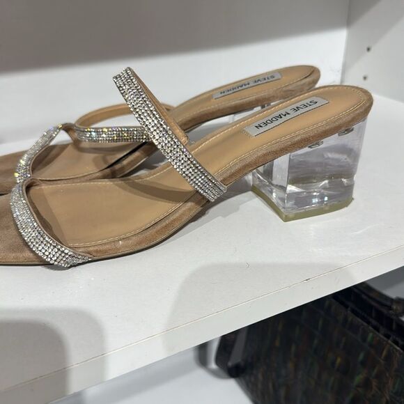 Steve Madden Beige Sandals with Sparkling Straps - Picture 1 of 3